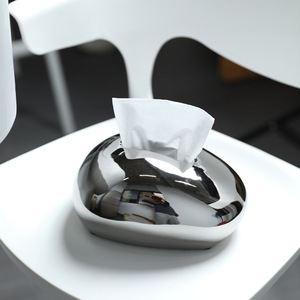 Hộp đựng khăn giấy trang trí phòng khách sang trọng, màu sắc mới, gốm sứ trừu tượng, màu vàng gold, dành cho khách sạn, nhà ở, văn phòng - Product Image 3