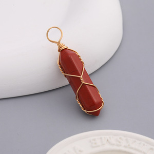 Natural Gold Wire Wrapped Quartz Reiki Healing <strong>Stones</strong> Spiritual Hexagonal <strong>Chakra</strong> Pendant for Jewelry Making - Product Image 4