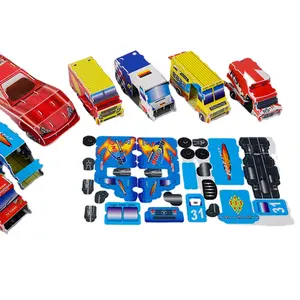 プロモーション教育玩具3Dカーパズルモデル子供用DIYカーパズルカード