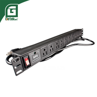 GETEKnet OEM ODM Panneau de distribution d'alimentation (PDU) noir pour rack, multiprise 10 voies, ports C14, pour l'Amérique du Nord, accessoire de unité de distribution d'alimentation (PDU)