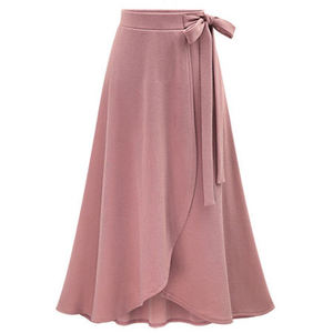 Falda Cruzada Personalizada OEM para Mujer, Color Sólido, Chifón, Largo hasta la Rodilla, Cintura Alta, con Cinturón, Corte Regular Informal, Tela Suave, para Todas las Temporadas - Product Image 1