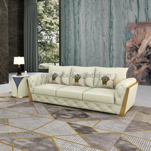 Canapés de salon haut de gamme d'intérieur en <span class=keywords><strong>lin</strong></span> de velours de Turquie meubles de salon canapé <span class=keywords><strong>Chesterfield</strong></span> de luxe avec chaise à pieds dorés canapés - Product Image 4