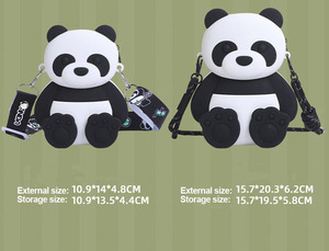 Silicone Waterproof Coin Purse Shoulder <strong>Bag</strong> with Zipper Closure Cartoon <strong>Panda</strong> Design for Kids Unisex Children's Handbag - Product Image 6