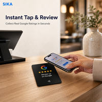 Carte NFC en acrylique SIKA pour avis Google – Support de table pour avis clients pour salons de coiffure, spas, hôtels, cliniques