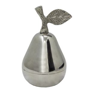 Stunning Nickel Plated Silver Color Aluminium Metal <b>Home</b> and Christmas Decorative Pear Sculpture - Product Image 1