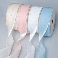 Stock 4cm Satin Hotfix Strass Ruban À La Main DIY Accessoires De Cheveux Arc Boîte Cadeau Ruban Bouquet De Fleurs Décoration