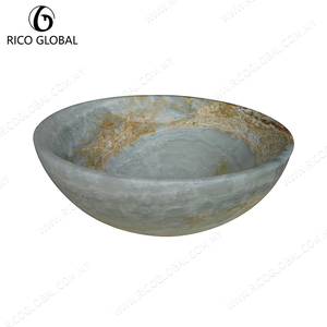 Lavabo Redondo de Cerámica para Encimera, Lavabo de Mármol Verde de Lujo, Lavabo Duradero para Baño - Product Image 2