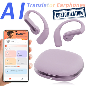 Écouteurs sans fil texturés en cuir YJ-55, écouteurs de traduction AI, traducteur bidirectionnel avec plusieurs modes de traduction (AI Cool) - Product Image 1