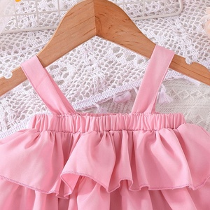 ชุดเซ็ต 2 ชิ้น สำหรับเด็กแรกเกิด-3 ปี เด็กผู้หญิง สไตล์จีน ลายดอกไม้ เสื้อครอปแขนกุด กางเกงขาสั้น ผ้าสแปนเด็กซ์/โพลีเอสเตอร์ ระบายอากาศได้ดี เหมาะสำหรับฤดูร้อน - Product Image 3