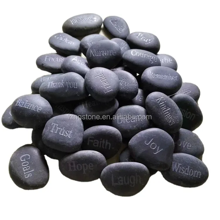 Black Rock River Pebble Stone Venta Custom Color River Stone Grava Piedra astillada