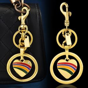 2025 nuevo Arco Iris amor aleación melocotón corazón bolsa colgante decoración bolsa llavero regalo personalizado al por mayor - Product Image 1
