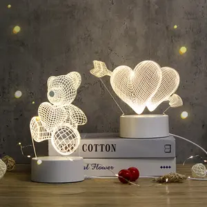 Lámparas Led de ilusión 3d, minilámparas acrílicas cálidas de dibujos animados creativos, decoración de escritorio, luces nocturnas