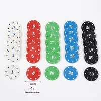 Jetons de poker en plastique 4g numérotés, jetons de casino, jetons de jeu Texas Hold'em