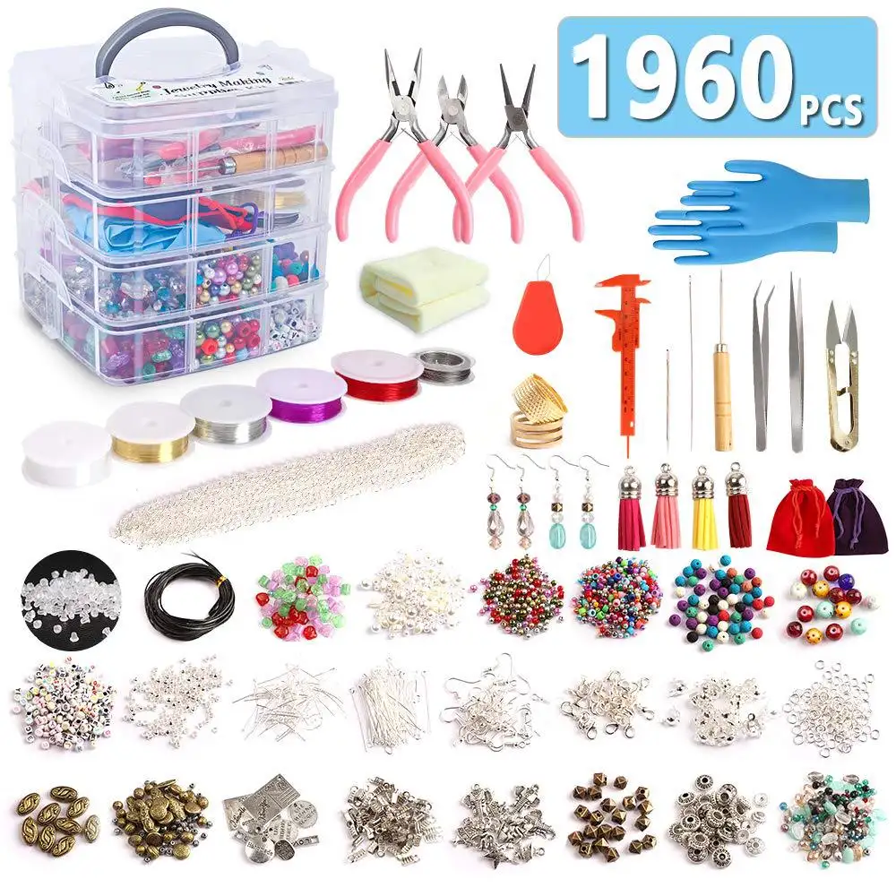 1960 Stück Ultimate Jewelry Making Bead Kit Enthält Aufbewahrung sbox und Schmuckstücke Perfektes Geschenk für Mädchen