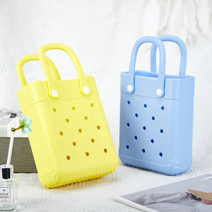 Sac fourre-tout élégant pour femme en PVC imperméable et mousse EVA, réutilisable, très tendance, avec lettres, couleurs bonbon en silicone, sac de shopping - Product Image 3