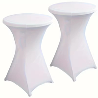 Housses de table cocktail noires personnalisables, housses de table cocktail rondes ajustées en spandex extensible, nappes de table haute, nappes de bar hautes