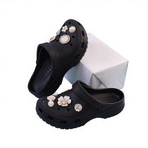 Sabots beiges mignons pour filles, sandales d'été antidérapantes à bout ouvert pour tout-petits, étudiants, enfants, kit DIY BC-1929 Fleur Diamant - Product Image 2