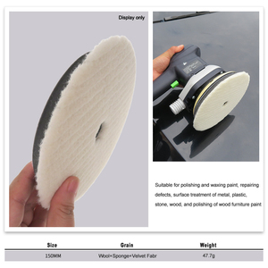 Tampons de polissage en <span class=keywords><strong>laine</strong></span> de 6 pouces, trois styles, à fixation auto-agrippante, tampons de lustrage en feutre de <span class=keywords><strong>laine</strong></span> pour l'élimination des rayures et le polissage du verre automobile - Product Image 3