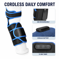 Masseur de compression d'air rechargeable noir pour mollets, cuisses et bras, 3 modes, 3 niveaux, chaleur en option, chargement USB pour la maison et les voyages