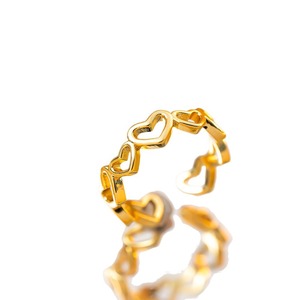 Bagues empilables tendance en cuivre, plaquées or 18 carats, ajustables, incrustées de CZ et d'émail pour femmes - Product Image 5