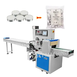 Fully automatic pillow bag sachet flow horizontal tealight candle packaging machine
