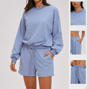 New Arrivals <b>Women</b> Breathable Fitness 2-Piece Workout Outfit Square Neck Sleeveless Gym Hoodie Jogging <b>Shorts</b> Set - Product Image 3