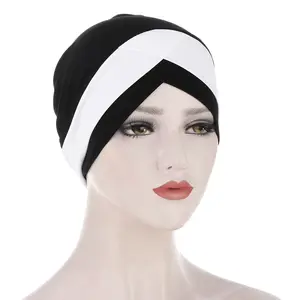 Yomo New Head Wrap Cotton Linen Long Scarf Inner Hijab Plain Head Scarves Turban Muslim Women Cross Hat Underwear
