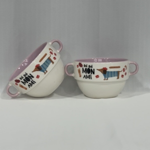 Hot New Large Capacity Eco-Friendly Porcelain Bowl High-Aesthetic Instagram Style Cute Cartoon <b>Dog</b> Design European Style - Product Image 2