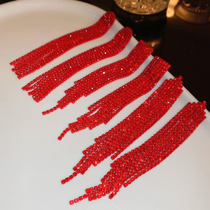 New Year <b>Red</b> Design Square Tassel Silver Pin <b>Earrings</b> for Women's Headscarves-niche Light Luxury Elegant - Product Image 4