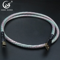 Kabel Kabel Power Audio DIY Pria Tipe A Ke B Kabel USB Hifi DAC Perisai Data 4 Inti OFC Berlapis Perak Pengisian Cepat Kabel Data USB