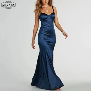 ADYABY Custom Bustier Mermaid Glitter Satin Formal Evening Dress women Elegant clothing Lady Fashion long prom Dinner Dress