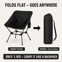 Chaise de camping pliable légère en aluminium Sportneer avec poche latérale - Conception compacte pour le camping, la randonnée, la plage et les voyages (lot de 2, noir)