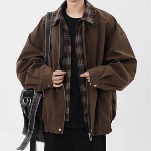 Veste bomber décontractée ample à carreaux doublée sur mesure pour hommes, style streetwear, deux pièces, fabricant de vestes - Product Image 1