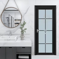 Porte de douche en verre trempé avec cadre en aluminium, porte française à double battant en acier, porte de salle de bain en PVC