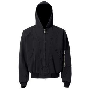 Veste en toile à fermeture éclair pour homme, style tendance de rue, longue et ample, automne - Product Image 4