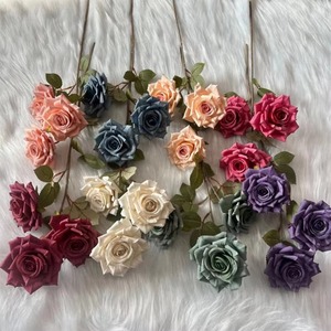 Flores Artificiales de Rosa Manta al por Mayor, de Tela de Seda, 3 Cabezas, Múltiples Colores, para Decoración del Hogar - Product Image 4