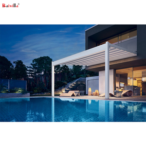 Prefabricada blanco de perfil de aluminio pérgola con proyección tejidos <span class=keywords><strong>techo</strong></span> para Patio al aire libre - Product Image 1
