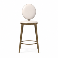 Chaise de bar contemporaine en cuir PU blanc avec piètement en acier inoxydable doré et dossier ovale moderne pour la location événementielle