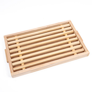 Wood Bread Cutting <b>Tray</b> Rectangle 38x22.5x3cm With Stand <b>For</b> Kitchen Use - Product Image 2