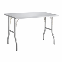 Table de travail industrielle pliable robuste avec cadre stable en acier inoxydable et pieds renforcés pour la restauration et la cuisine