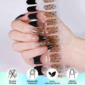 Salon Kwaliteit Geen Bakgel Nail Art Wraps Cat Eye Luipaard Print Franse Ui Roze Gloss Design Uv Lamp Gratis Gel Nagelstickers - Product Image 5