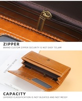 Baellerry dompet panjang lipat tiga daun semanggi empat gaya baru untuk wanita, grosir tas ponsel Vintage wanita