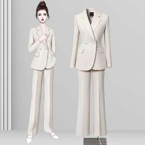 Vêtements de travail formels élégants professionnels pour femmes pour le printemps automne ensemble de costume haut tissé solide pour les étudiants du collège travail de bureau - Product Image 1