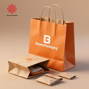 Papier d'art Baoren avec stratification d'impression offset pour le shopping sac fourre-tout en papier Kraft personnalisé de luxe pour vêtements robe de soirée - Product Image 2