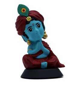 Ídolo de Krishna Pintado a Mano con Acabado Azul, Pieza Decorativa Espiritual para el Hogar, Templo, Escritorio de Oficina, Tablero de Auto y Regalo - Product Image 1