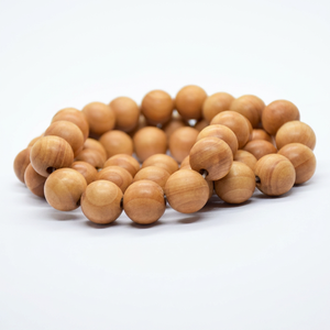 Véritable Mala original Riddhi Siddhi en perles de bois de santal de Mysore, perles naturelles brun doré foncé, boîte - Product Image 1