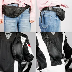 Schwarze tragbare Hüft-Umhängetasche im Dumpling-Stil mit Griff und Motorrad-Rückgurt für Fahrer - Product Image 5