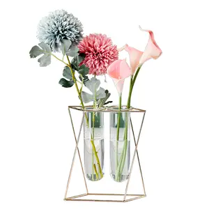 Nordische Art Doppel Reagenzglas Glas geometrische Vase Wandbehang andere Wohnkultur Mini Vase Haus Zubehör