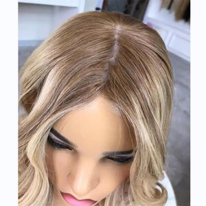 100% Europees mensenhaar topper, natuurlijke golf, ombre <span class=keywords><strong>blonde</strong></span> balayage, Joods koosjer topper, zijden basis toupet voor vrouwen - Product Image 3