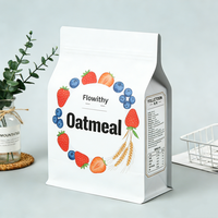 Sac à fond plat biodégradable imprimé sur mesure, pochette en papier kraft avec fenêtre transparente en PLA, emballage compostable pour aliments secs et compléments alimentaires